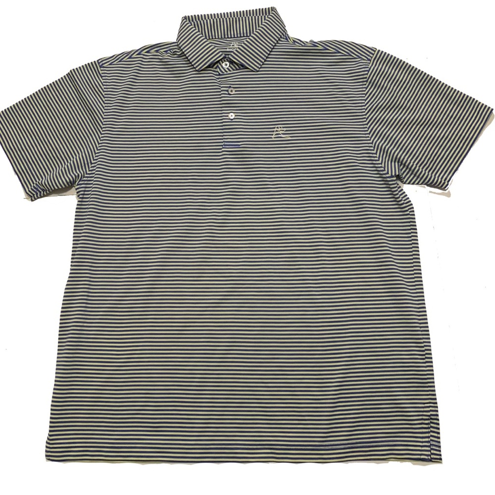 Rhoback Men's Navy and White Stripe Polo